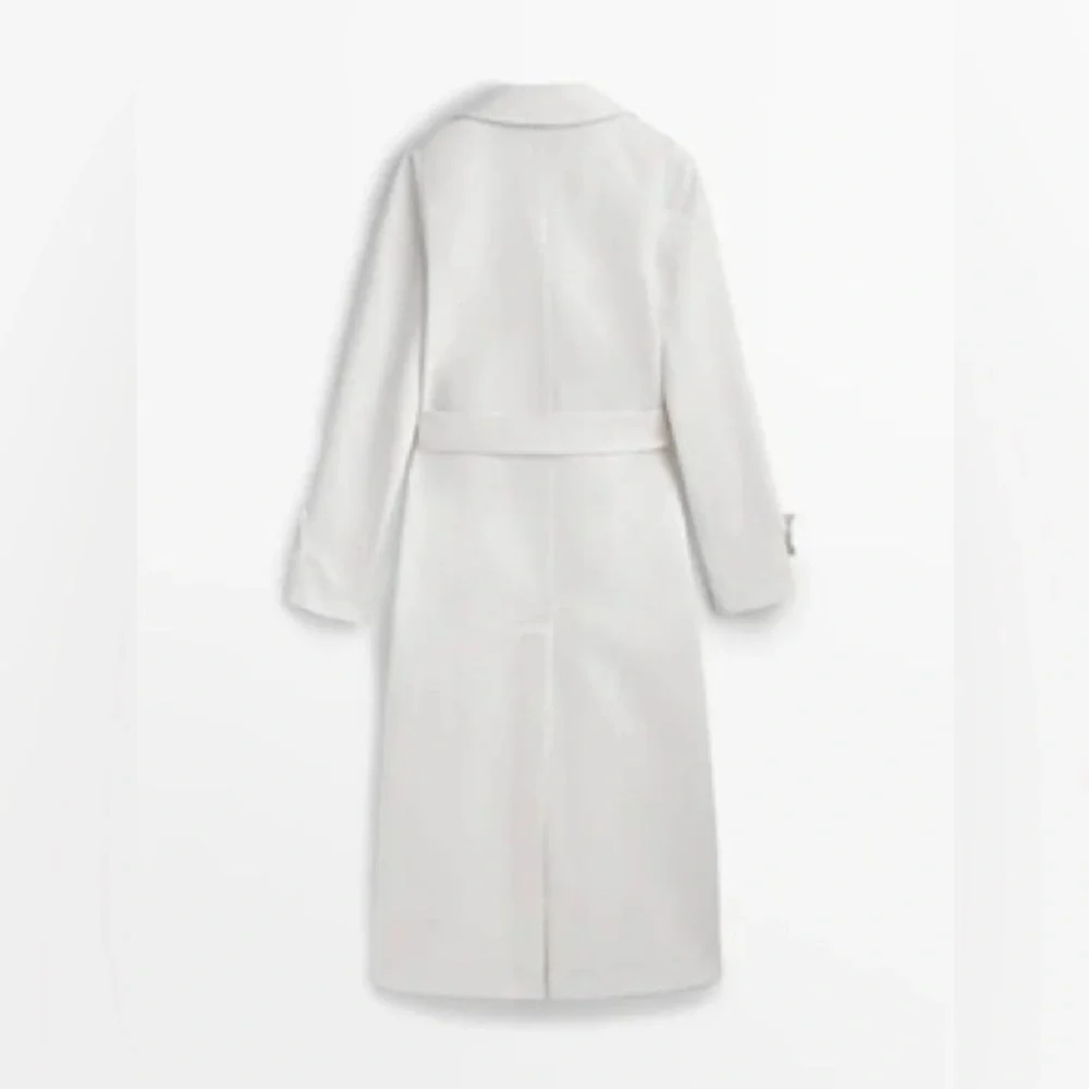 Massimo Dutti trench coat duster casual classic cream off-white with belt - Picture 12 of 12
